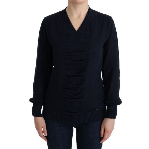 Costume National Lightweight V-Neck Jumper Sweater Women Blue Sweaters